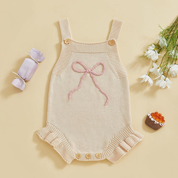 Bow Sleeveless Knitted Romper