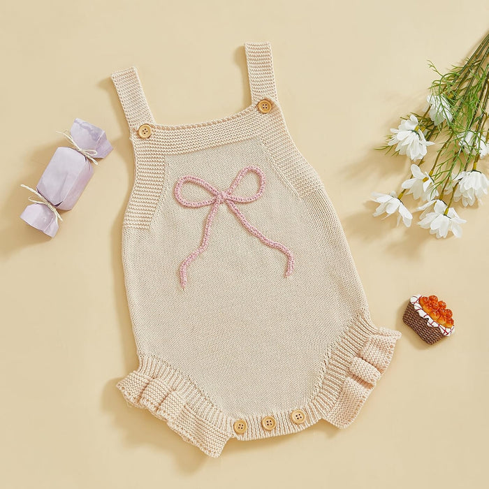 Bow Sleeveless Knitted Romper