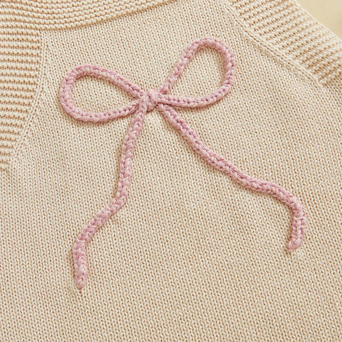 Bow Sleeveless Knitted Romper