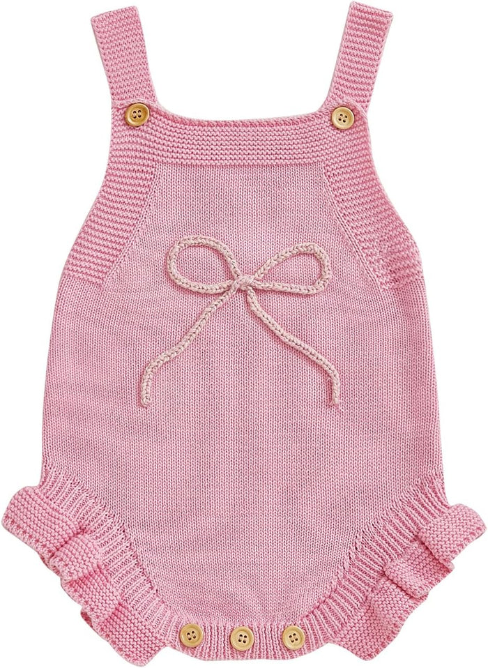 Bow Sleeveless Knitted Romper