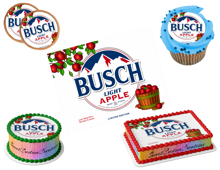Busch Light Apple Beer Edible Image Frosting Sheet #7 Topper (80+ sizes)