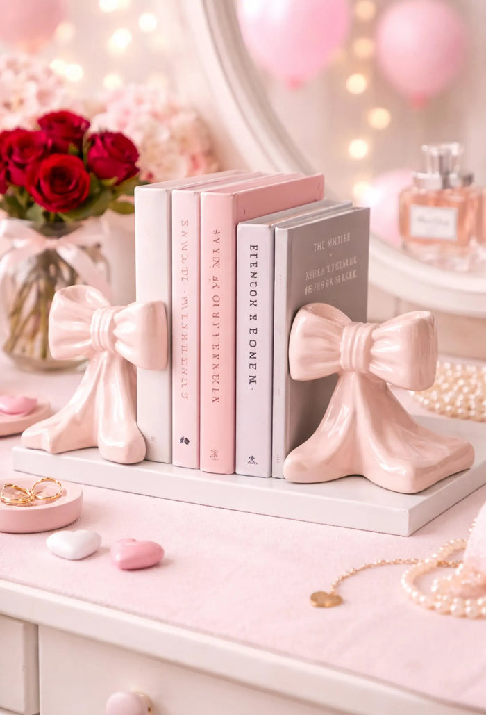 Ceramic Bow Bookends – Girly Shelf & Nursery Decor