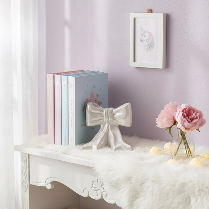Ceramic Bow Bookends – Girly Shelf & Nursery Decor