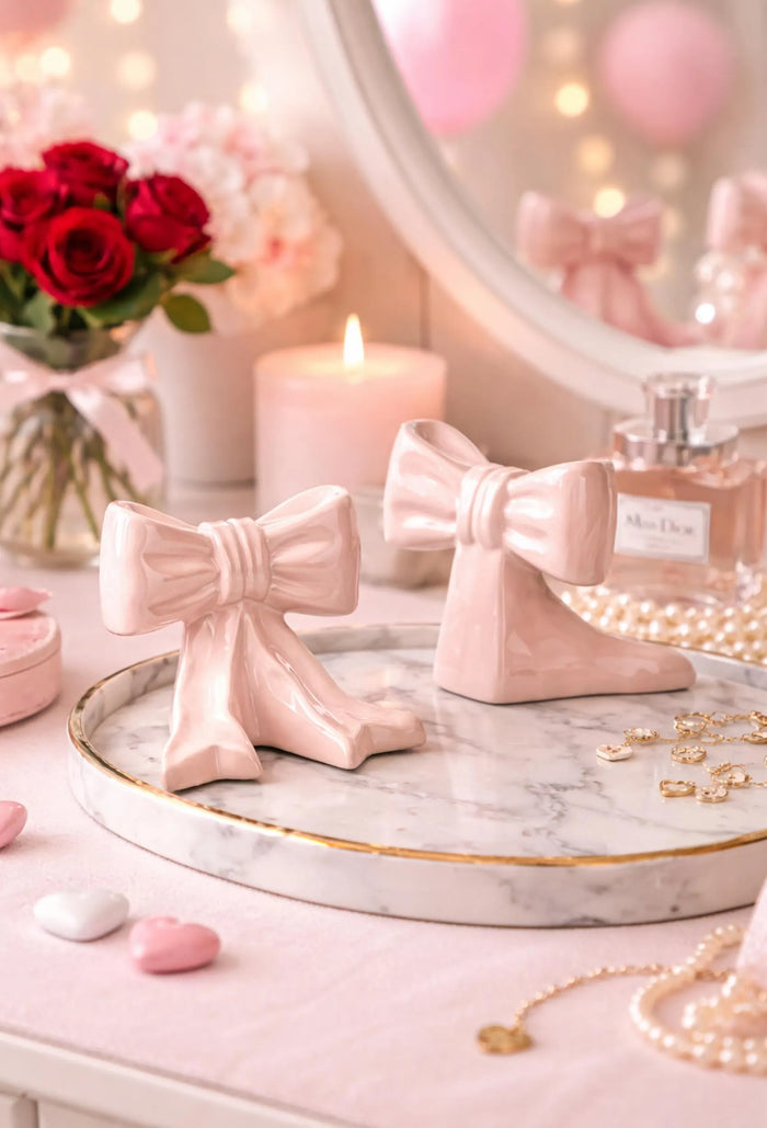 Ceramic Bow Bookends – Girly Shelf & Nursery Decor