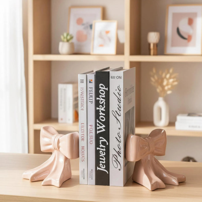 Ceramic Bow Bookends – Girly Shelf & Nursery Decor