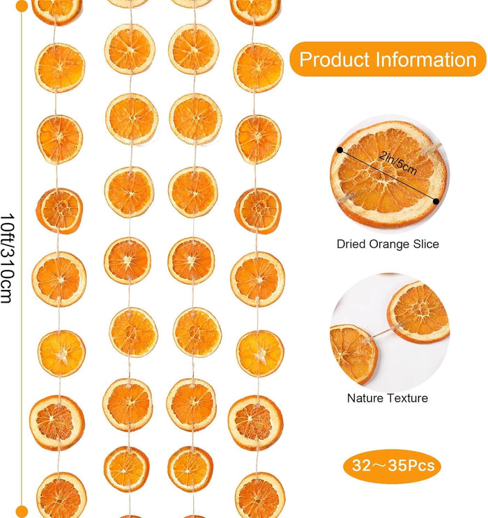 Christmas Decorations, 10Ft Dried Orange Slice Christmas Garland