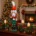 Christmas Nutcracker 38 Cm Classic Tartan Nutcracker with Wreath Hand-Painted Wooden Christmas Decor
