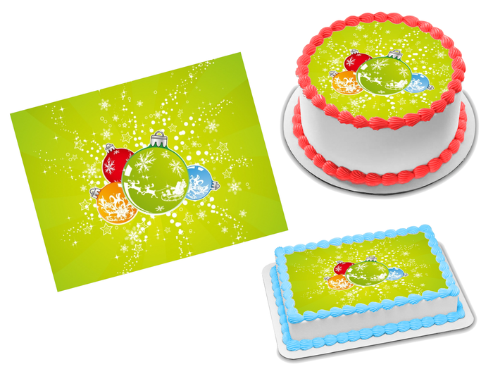 Christmas Ornaments Edible Image Frosting Sheet #130 Topper (70+ sizes)