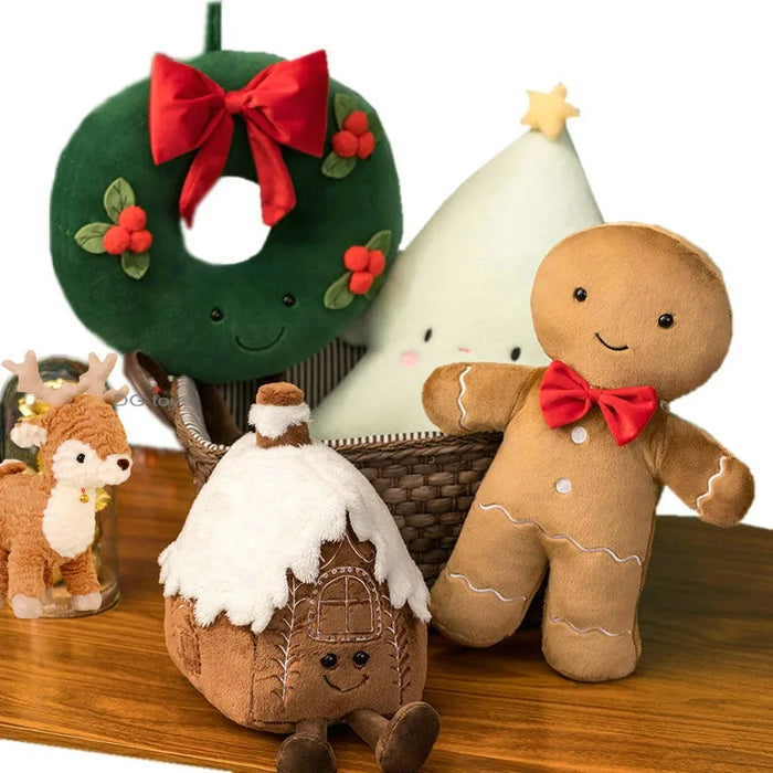 Christmas Cushions Gingerbread Man Christmas Tree House Bow Ring Decor Xmas