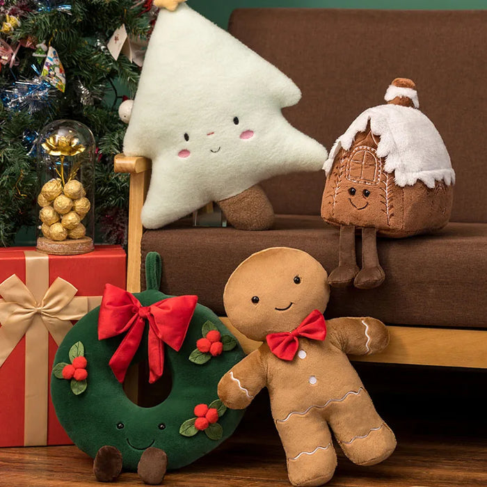 Christmas Cushions Gingerbread Man Christmas Tree House Bow Ring Decor Xmas