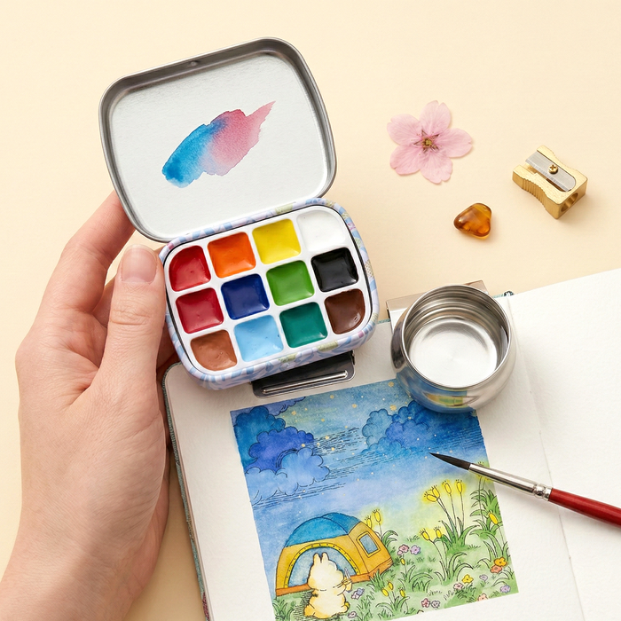 Compact Artist's Watercolor Tin Box