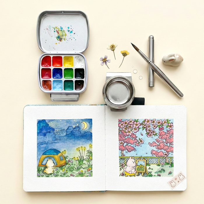 Compact Artist's Watercolor Tin Box