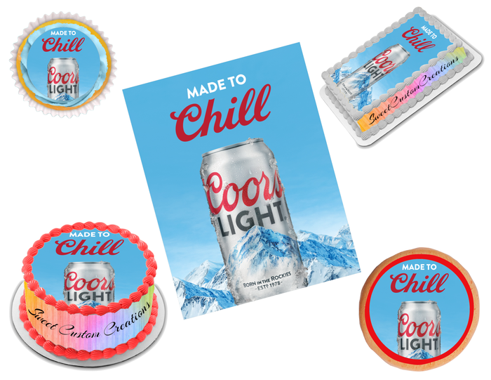 Coors Light Edible Image Frosting Sheet #6 Topper (70+ sizes)