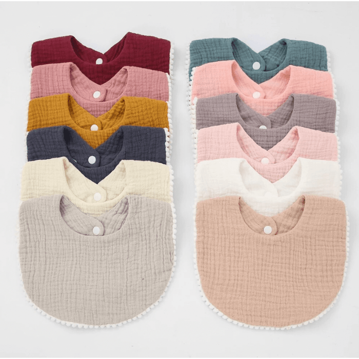 Cotton Pompom Baby Bibs