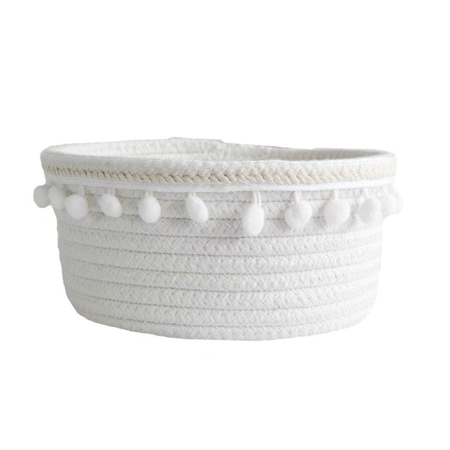 Cotton Rope Storage Baskets With Pompom - Cozy Nursery