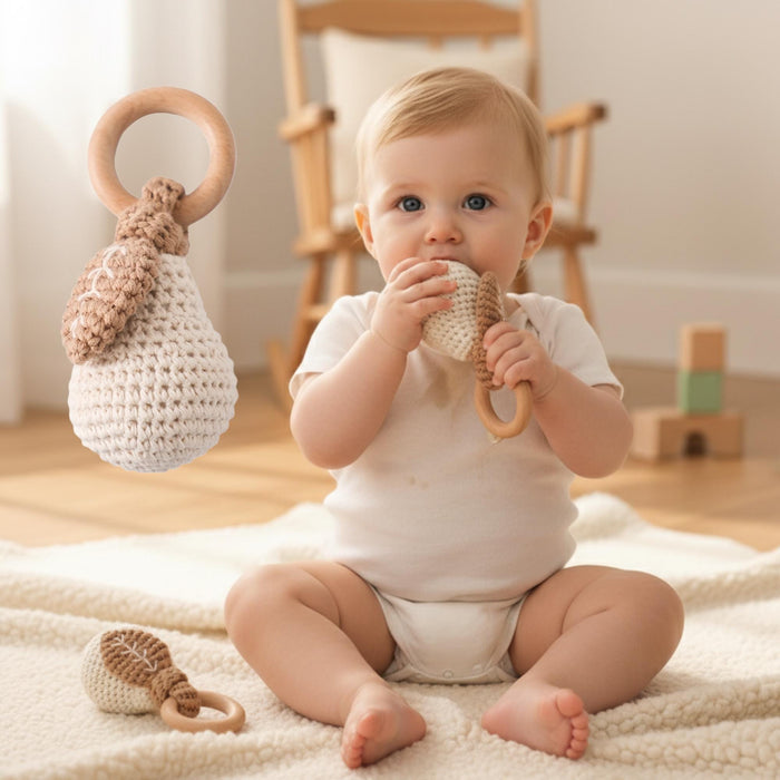 Crochet Pear Baby Rattle