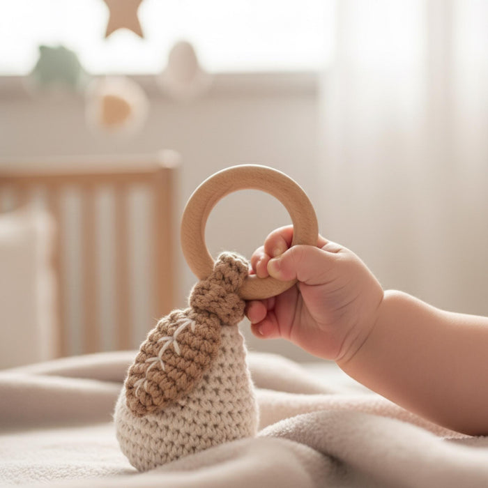 Crochet Pear Baby Rattle