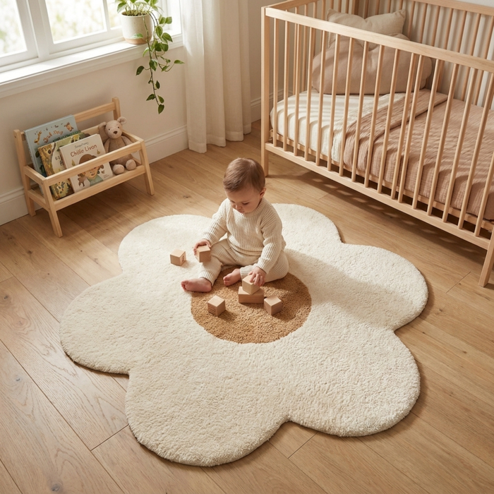 Daisy Flower Rug - Cozy Nursery