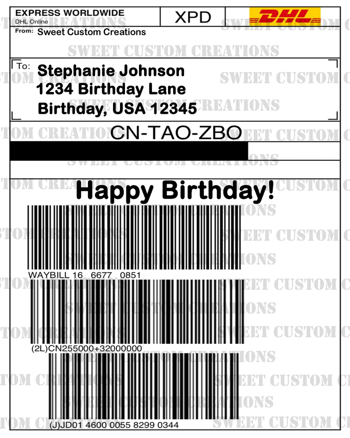 DHL Label Edible Image Frosting Sheet #1 (80+ sizes)