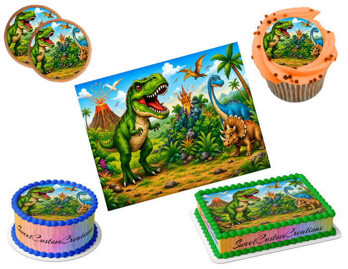 Dinosaurs Edible Image Frosting Sheet #17 Topper (80+ sizes)