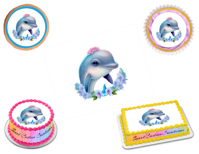 Dolphin Edible Image Frosting Sheet #61 Topper (70+ sizes)