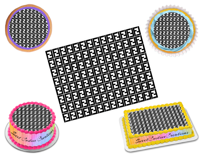 Fendi Black Print Edible Image Frosting Sheet #1 (70+ sizes)