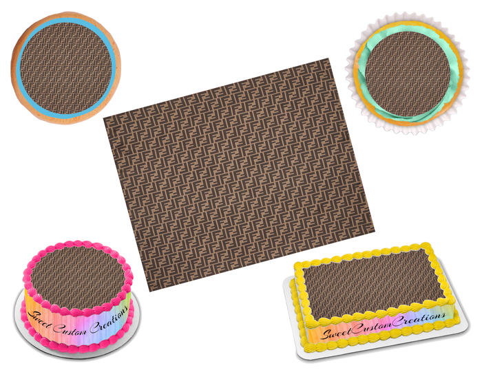 Fendi Brown Print Edible Image Frosting Sheet #2 (70+ sizes)
