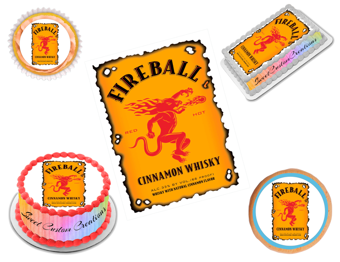 Fireball Edible Image Frosting Sheet #1 Topper (70+ sizes)