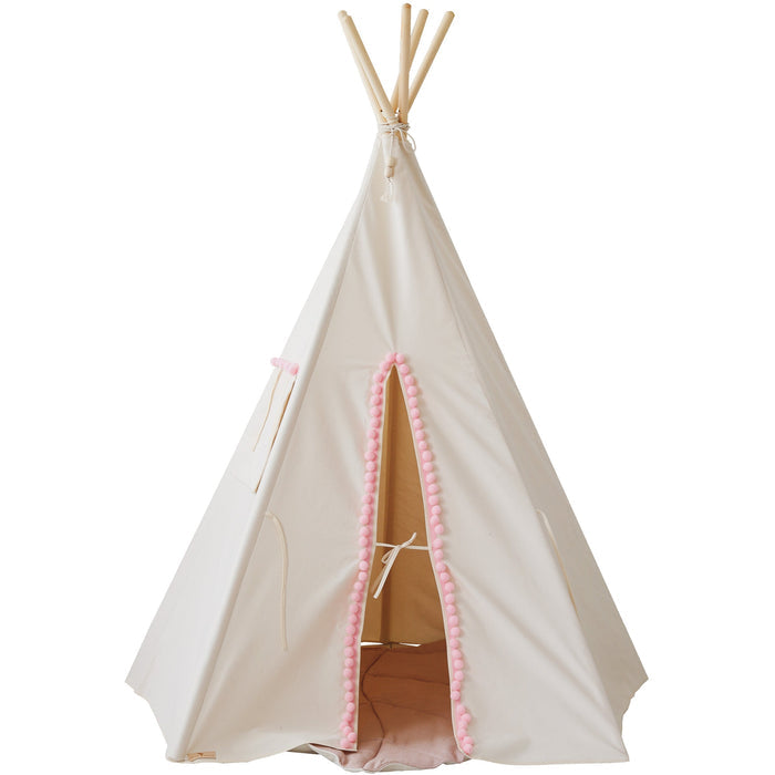 “Fluffy Pompoms” Teepee Tent with Pompoms - Cozy Nursery
