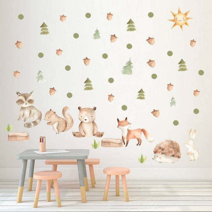 Forest Cartoon Animals Wall Stickers - Cozy Nursery