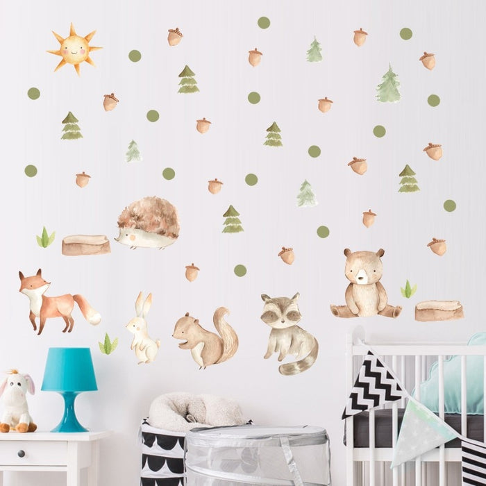Forest Cartoon Animals Wall Stickers - Cozy Nursery