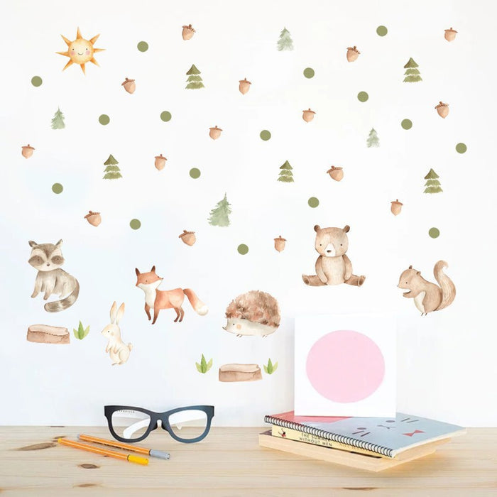 Forest Cartoon Animals Wall Stickers - Cozy Nursery