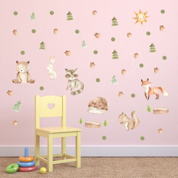 Forest Cartoon Animals Wall Stickers - Cozy Nursery
