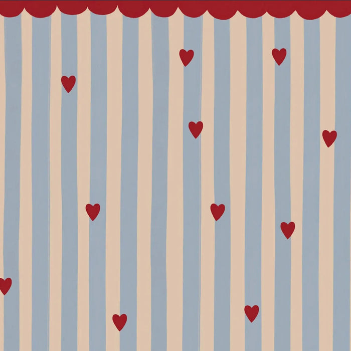 French Hearts Stripe Wallpaper