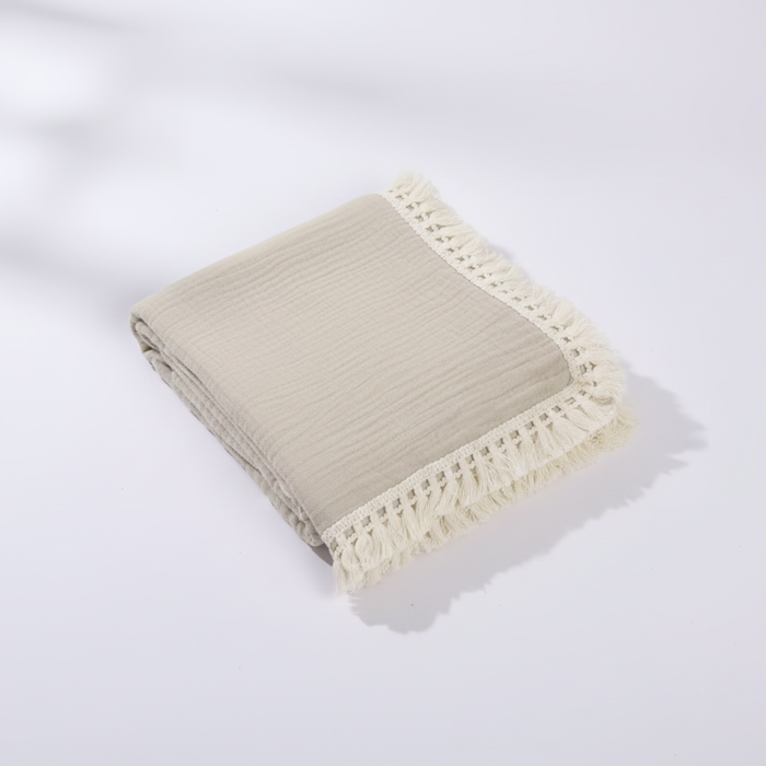 Fringe Swaddle Blanket - Cozy Nursery