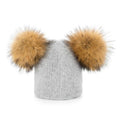 Fur Pompom Winter Beanie Matching Set - Cozy Nursery