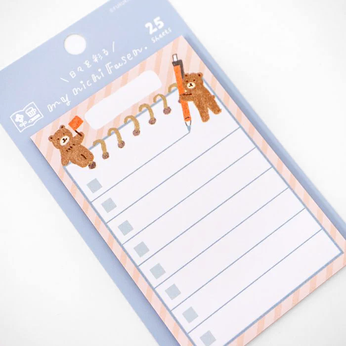 Furukawashiko My Michi Fusen Sticky Notes - Bear Helpers' To Do List