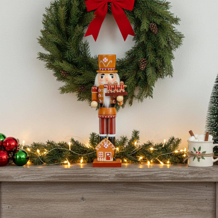 Gingerbread House Nutcracker 35 Cm Hand-Painted Wooden Christmas Decor
