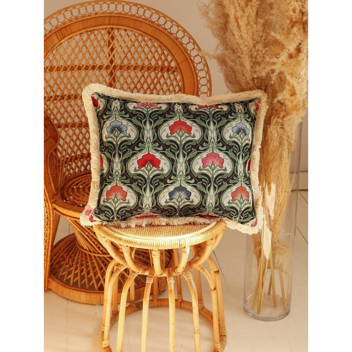 "Green medusa" cushion with fringe - Moi Mili