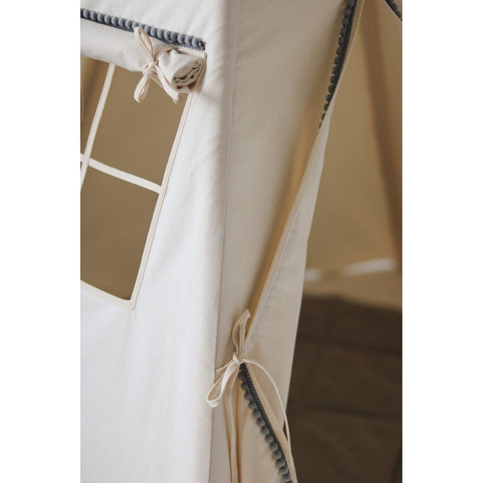 “Grey Pompoms” Teepee Tent with Pompoms