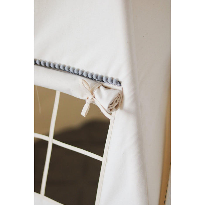 “Grey Pompoms” Teepee Tent with Pompoms