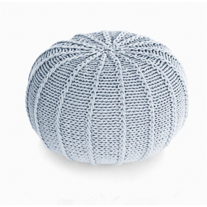 Hand Knitted Cable Style Pouf Floor Ottoman - Cozy Nursery