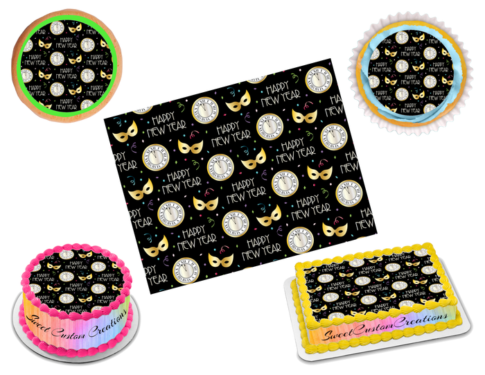 Happy New Year Edible Image Frosting Sheet #9 Topper (70+ sizes)