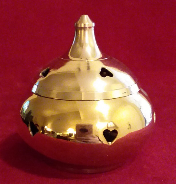 HEART BRASS INCENSE BURNER