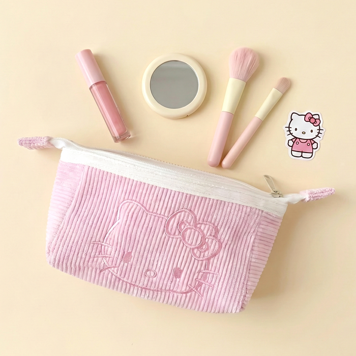 Hello Kitty Corduroy Cosmetic Pouch