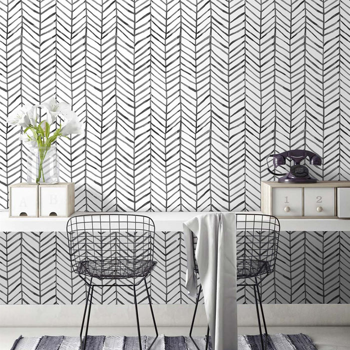 Herringbone Wallpaper - Cozy Nursery