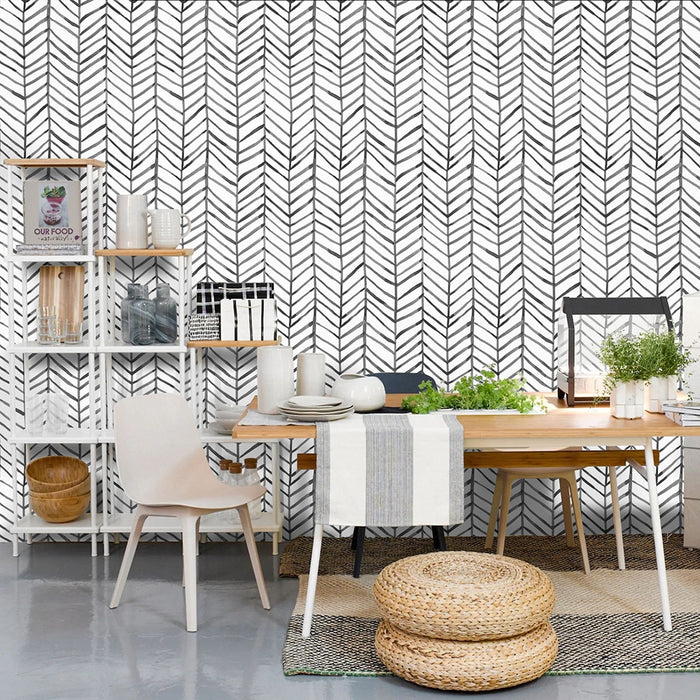 Herringbone Wallpaper - Cozy Nursery