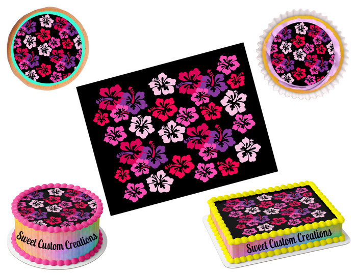 Hibiscus Flowers Edible Image Frosting Sheet #1 (70+ sizes)