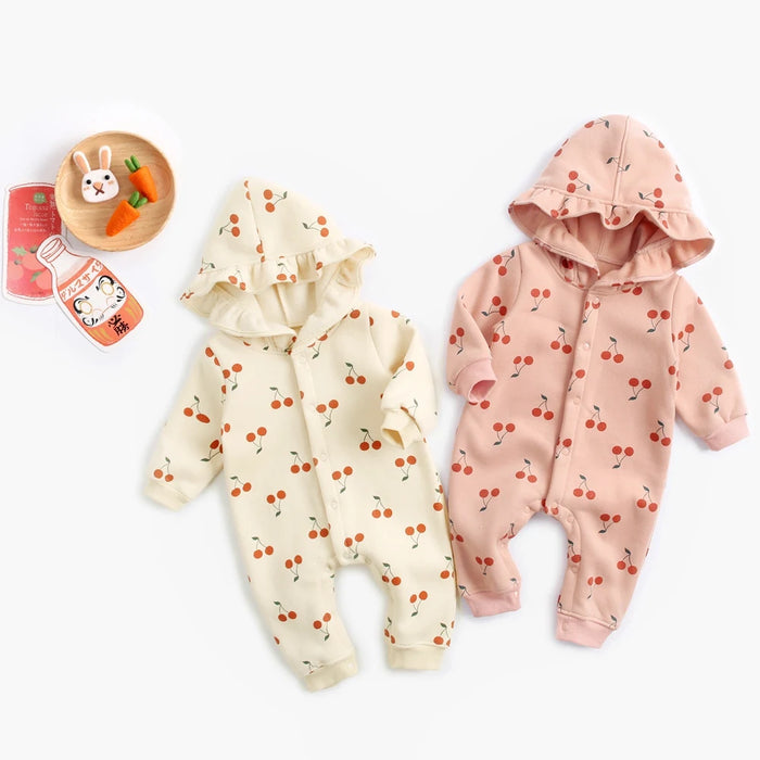 Hooded Baby Girls Rompers