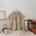 Hooded Poncho Towel with Animal Embroidery